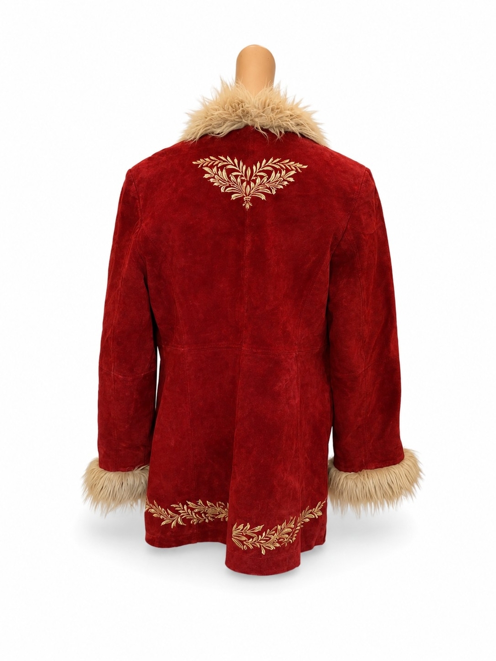 Deadstock Red Faux Fur Trimmed Velvet Jacket - NWT - Picture 7 of 9